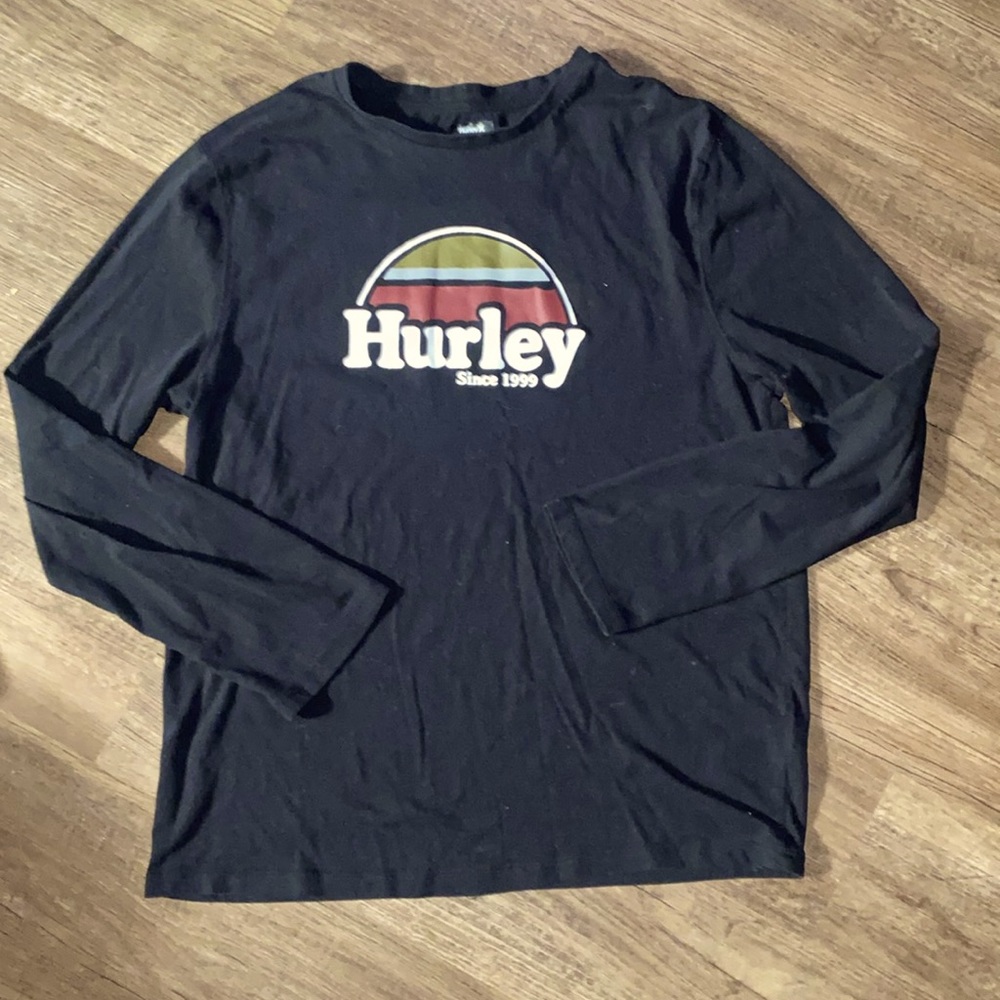 Hurley Shirt Mens Large Black Long Sleeve Surf Skate